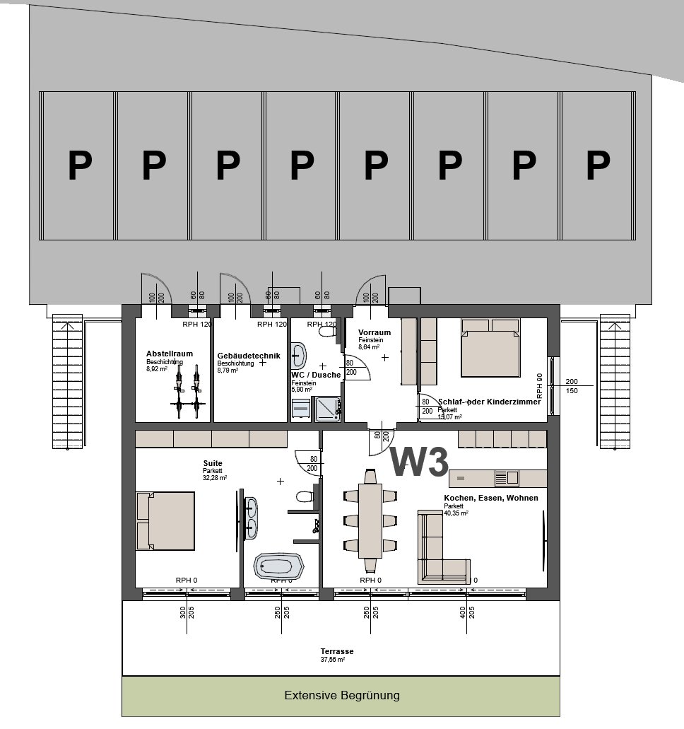 Grundriss Wohnung W3