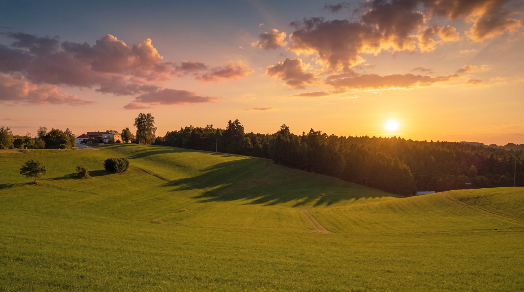Sonnenuntergang über den Hügeln bei Maria Schmolln